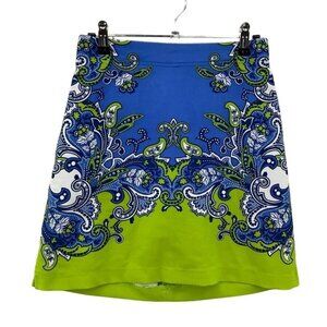 EP Pro Golf Skort Womens 2 Blue Green Paisley Print‎ Side Zip Pockets